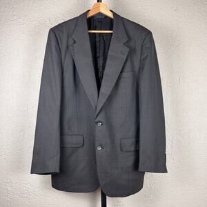 Burberry's Vintage Mens Dark Gray Two Button Wool Suit Jacket Union Made